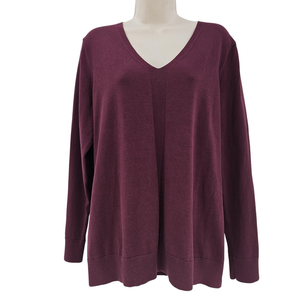 Talbots Sweater Women 1X Purple V‎ Neck Long Sleeve Pullover Modal New Preppy